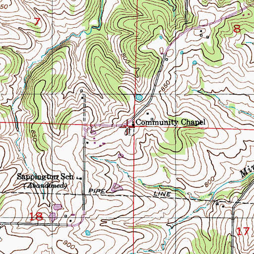 Topographic Map of Community Chapel, MO