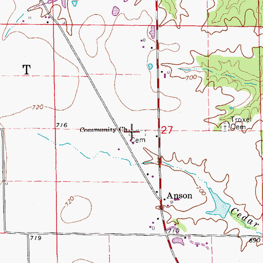 Topographic Map of Community Church, MO