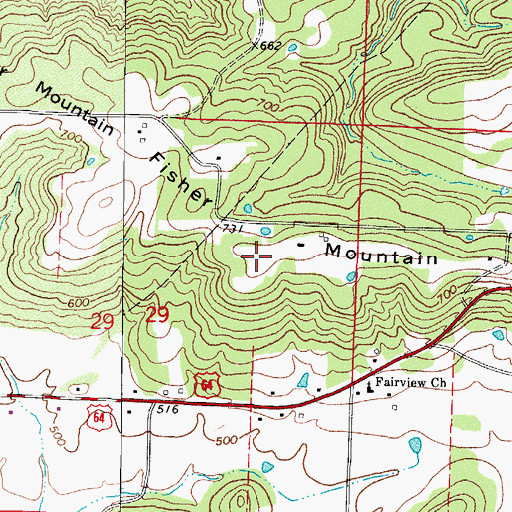 Topographic Map of Fisher Mountain, AR