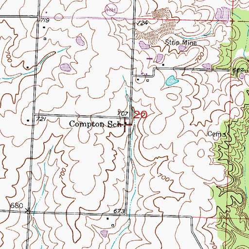 Topographic Map of Compton School, MO