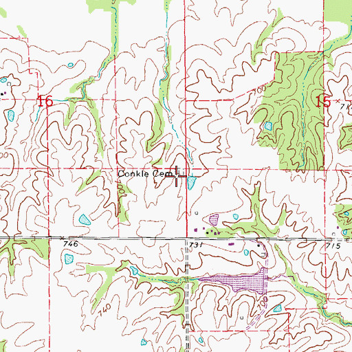 Topographic Map of Conkle Cemetery, MO