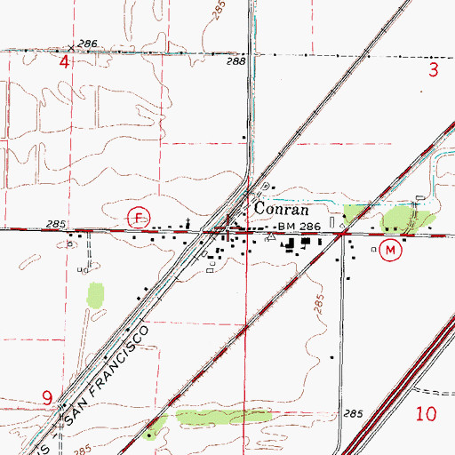 Topographic Map of Conran, MO