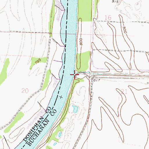 Topographic Map of Contrary Creek, MO