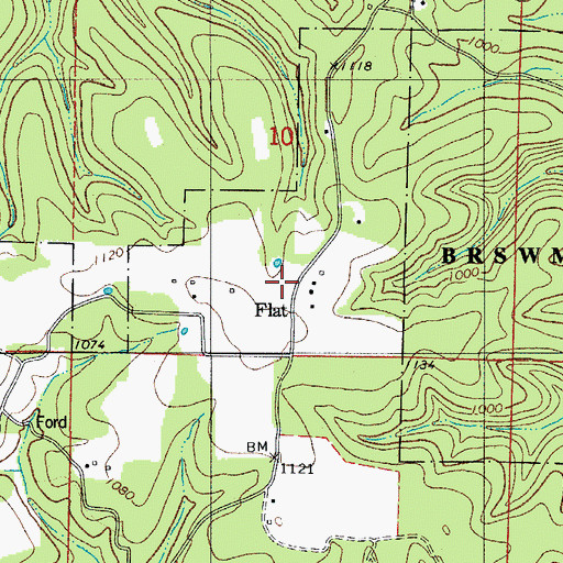 Topographic Map of Flat, AR