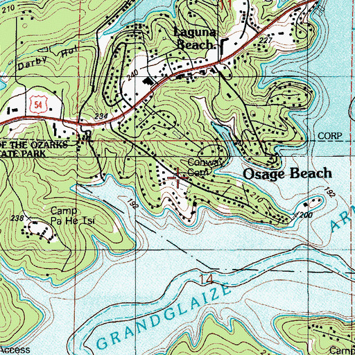 Topographic Map of Conway Cemetery, MO