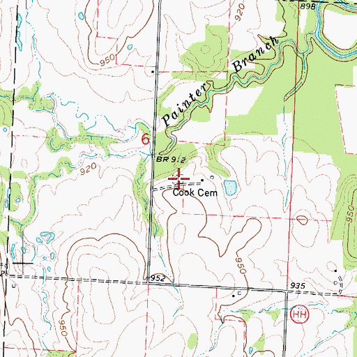 Topographic Map of Cook Cemetery, MO