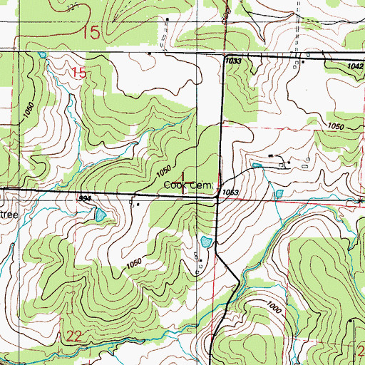 Topographic Map of Cook Cemetery, MO