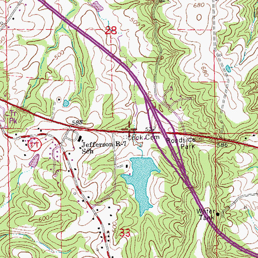 Topographic Map of Cook Cemetery, MO