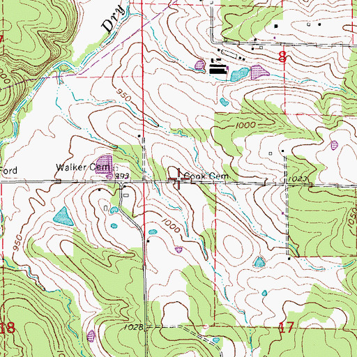 Topographic Map of Cook Cemetery, MO