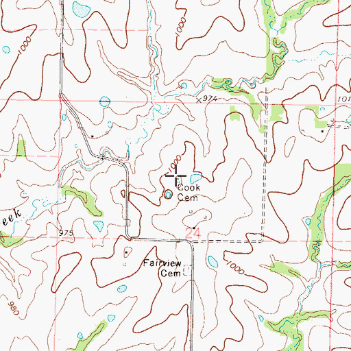 Topographic Map of Cook Cemetery, MO