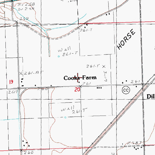 Topographic Map of Cooks Farm, MO