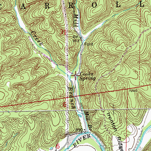 Topographic Map of Cooks Spring, MO