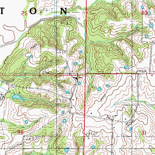 Topographic Map of Coon Church, MO