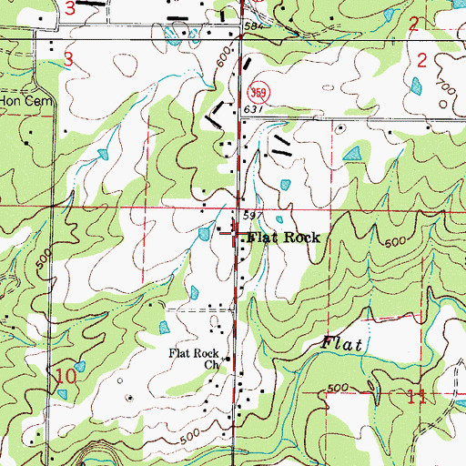 Topographic Map of Flat Rock, AR