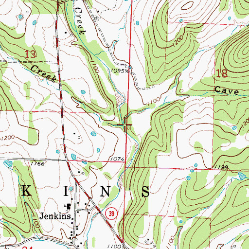 Topographic Map of Coon Creek, MO