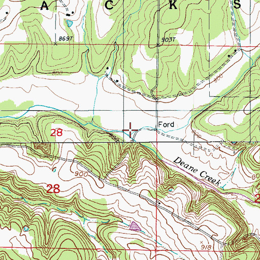 Topographic Map of Coon Creek, MO