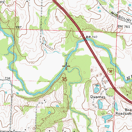 Topographic Map of Coon Creek, MO