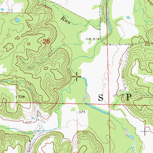 Topographic Map of Coon Creek, MO