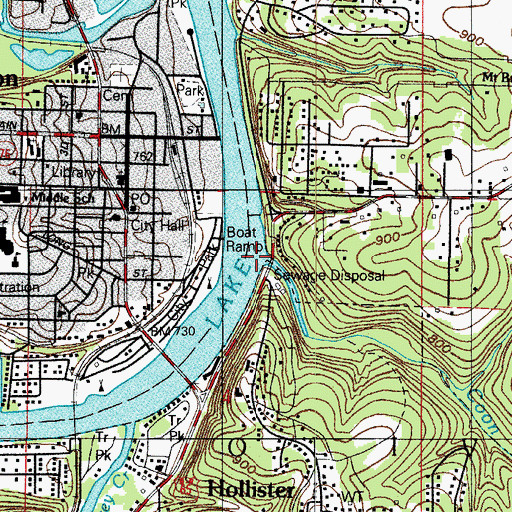 Topographic Map of Coon Creek, MO