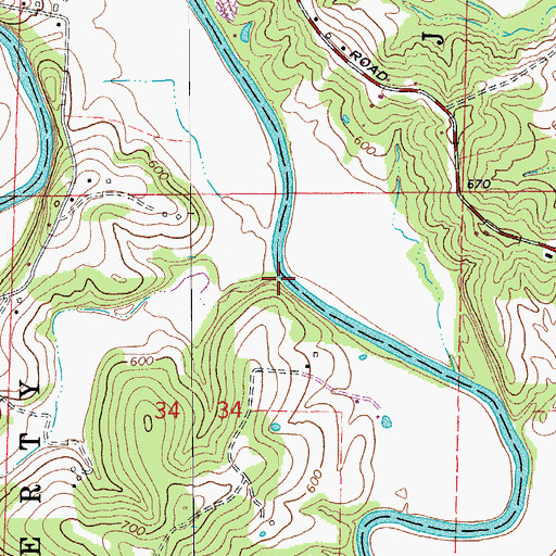 Topographic Map of Coon Creek, MO