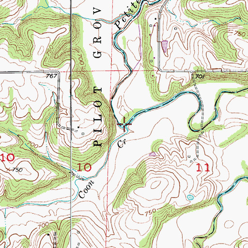 Topographic Map of Coon Creek, MO
