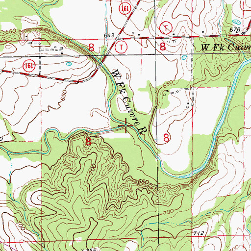 Topographic Map of Coon Creek, MO