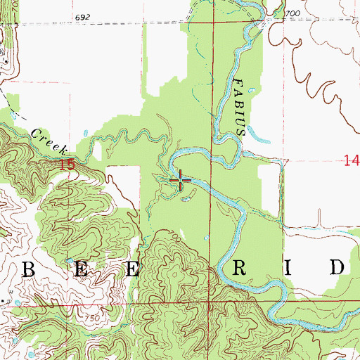 Topographic Map of Coon Creek, MO