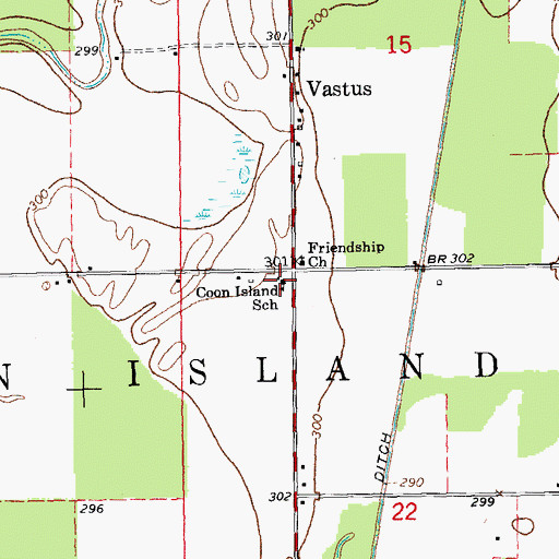 Topographic Map of Coon Island School, MO