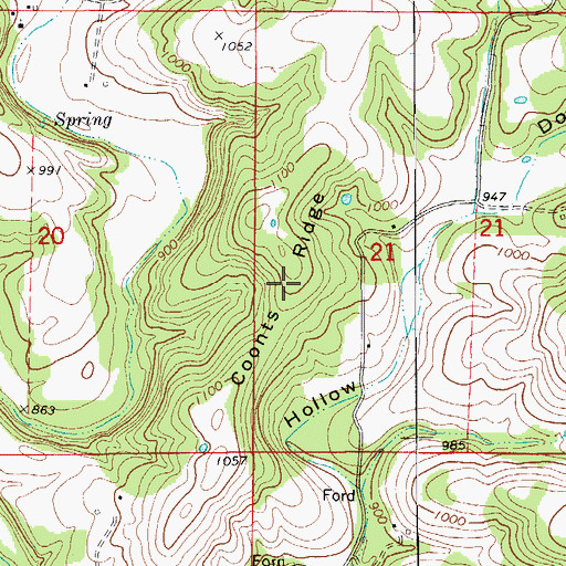 Topographic Map of Coonts Ridge, MO