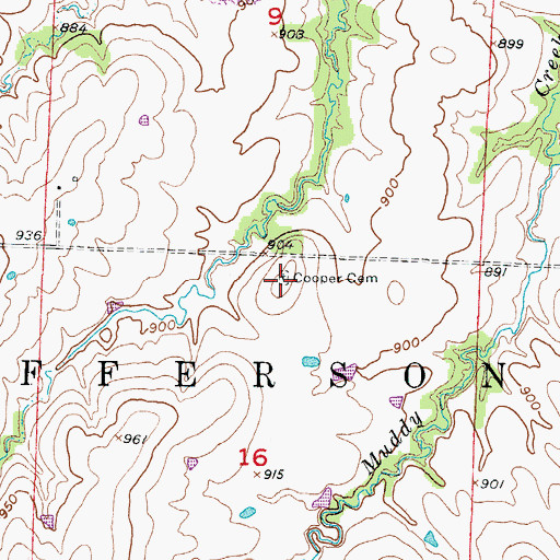 Topographic Map of Cooper Cemetery, MO