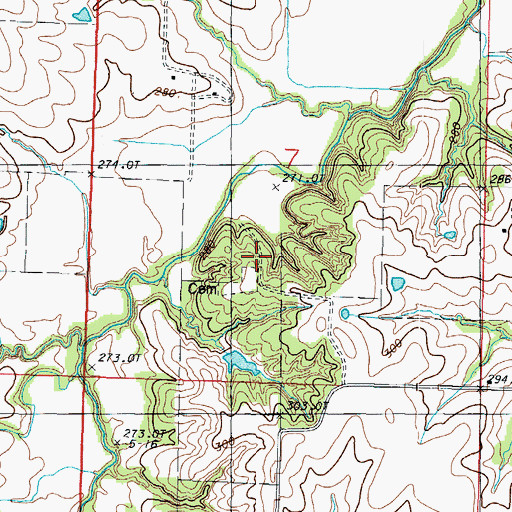 Topographic Map of Cooper Cemetery, MO