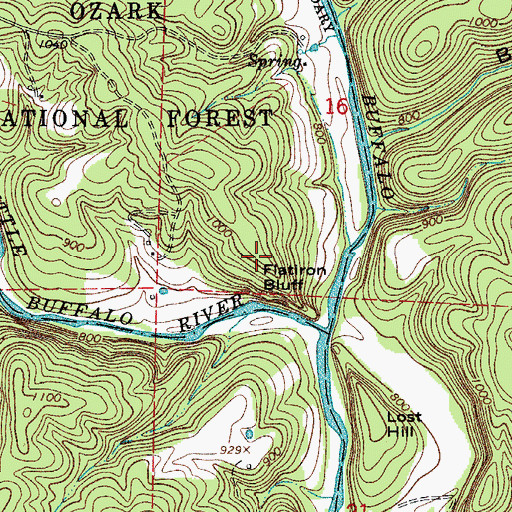 Topographic Map of Flatiron Bluff, AR