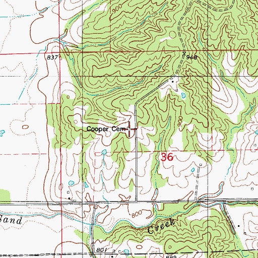 Topographic Map of Cooper Cemetery, MO