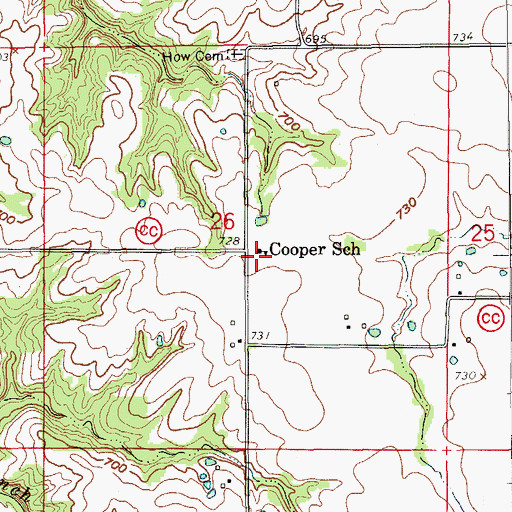 Topographic Map of Cooper School, MO