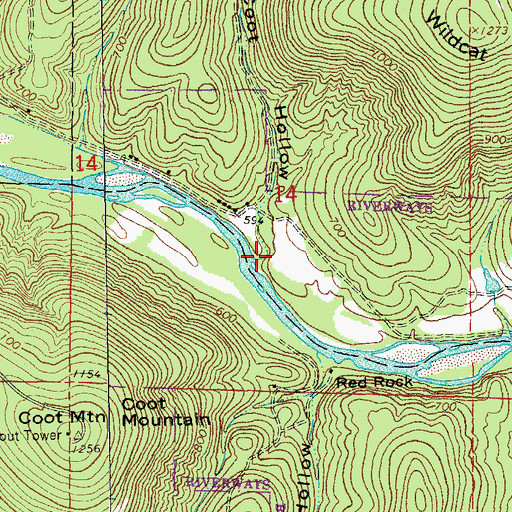 Topographic Map of Coot Hollow, MO