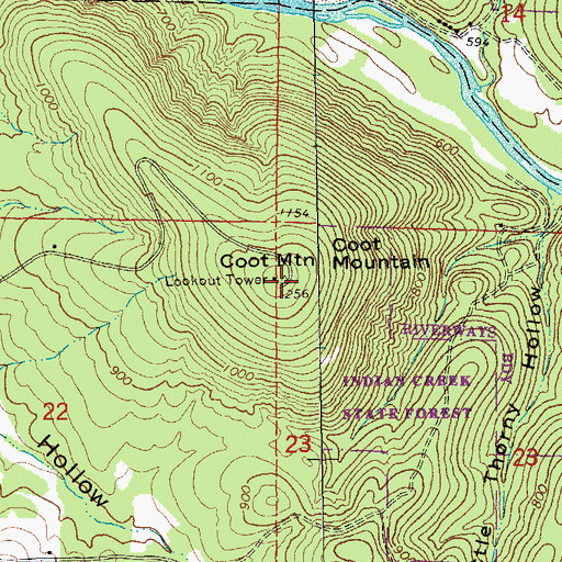 Topographic Map of Coot Mountain, MO