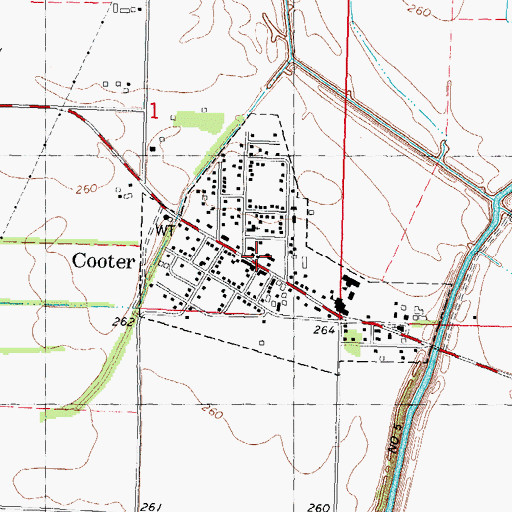 Topographic Map of Cooter, MO