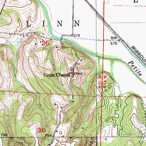 Topographic Map of Copp Chapel, MO