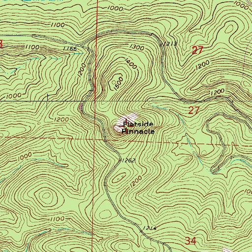 Topographic Map of Flatside Pinnacle, AR