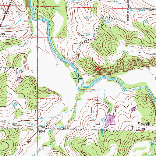 Topographic Map of Coppedge Creek, MO