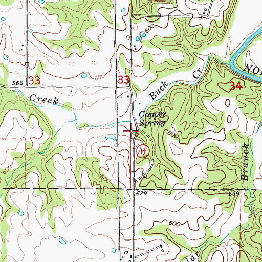 Topographic Map of Copper Spring, MO