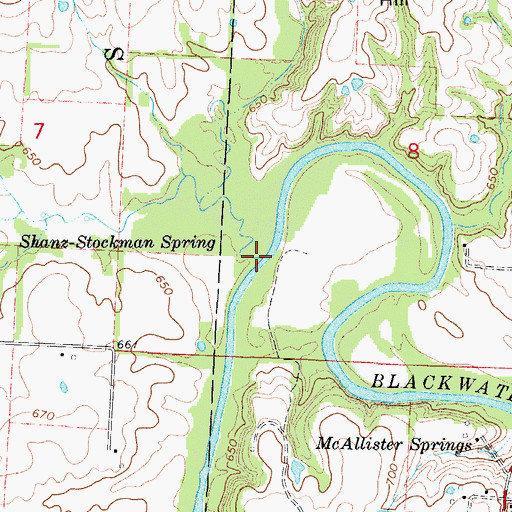 Topographic Map of Coppers Creek, MO