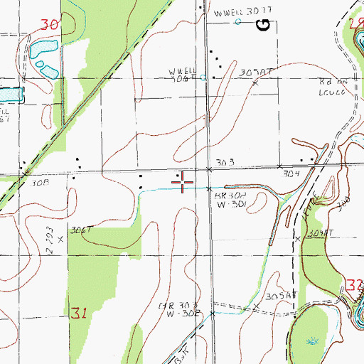 Topographic Map of Cora Davis School, MO