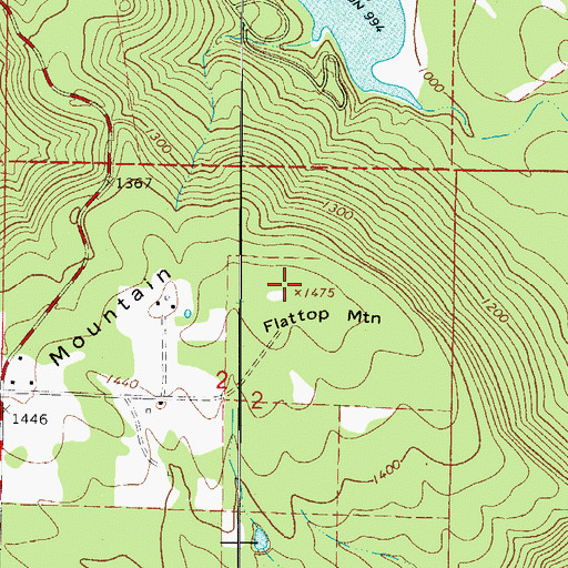 Topographic Map of Flattop Mountain, AR
