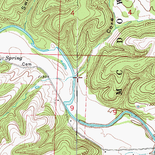 Topographic Map of Core Hollow, MO