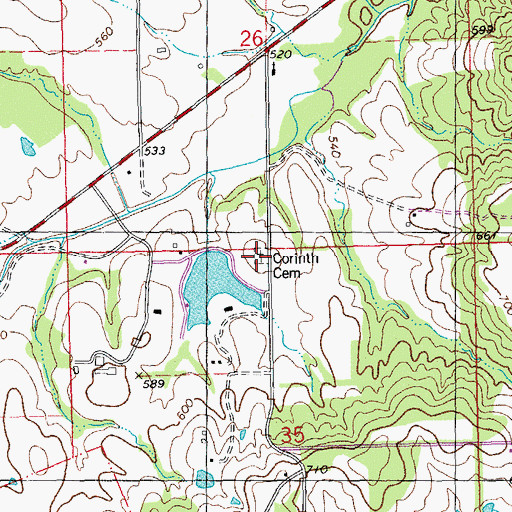 Topographic Map of Corinth Cemetery, MO