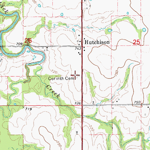 Topographic Map of Corinth Cemetery, MO