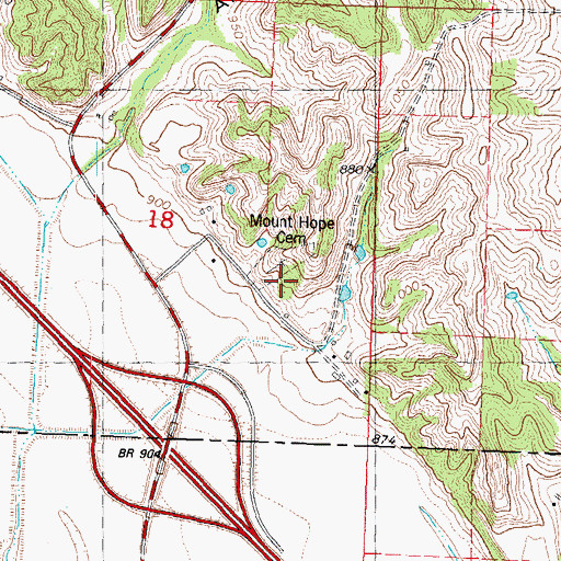 Topographic Map of Corning Cemetery, MO