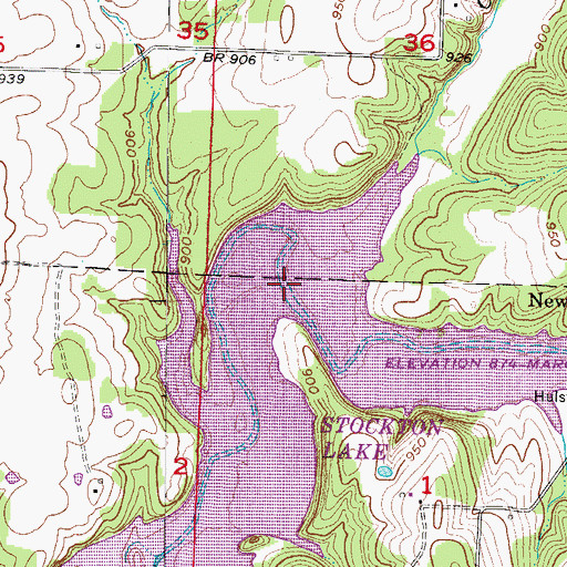 Topographic Map of Corry Branch, MO
