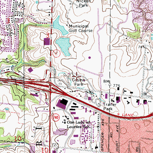 Topographic Map of Cosmo Park, MO